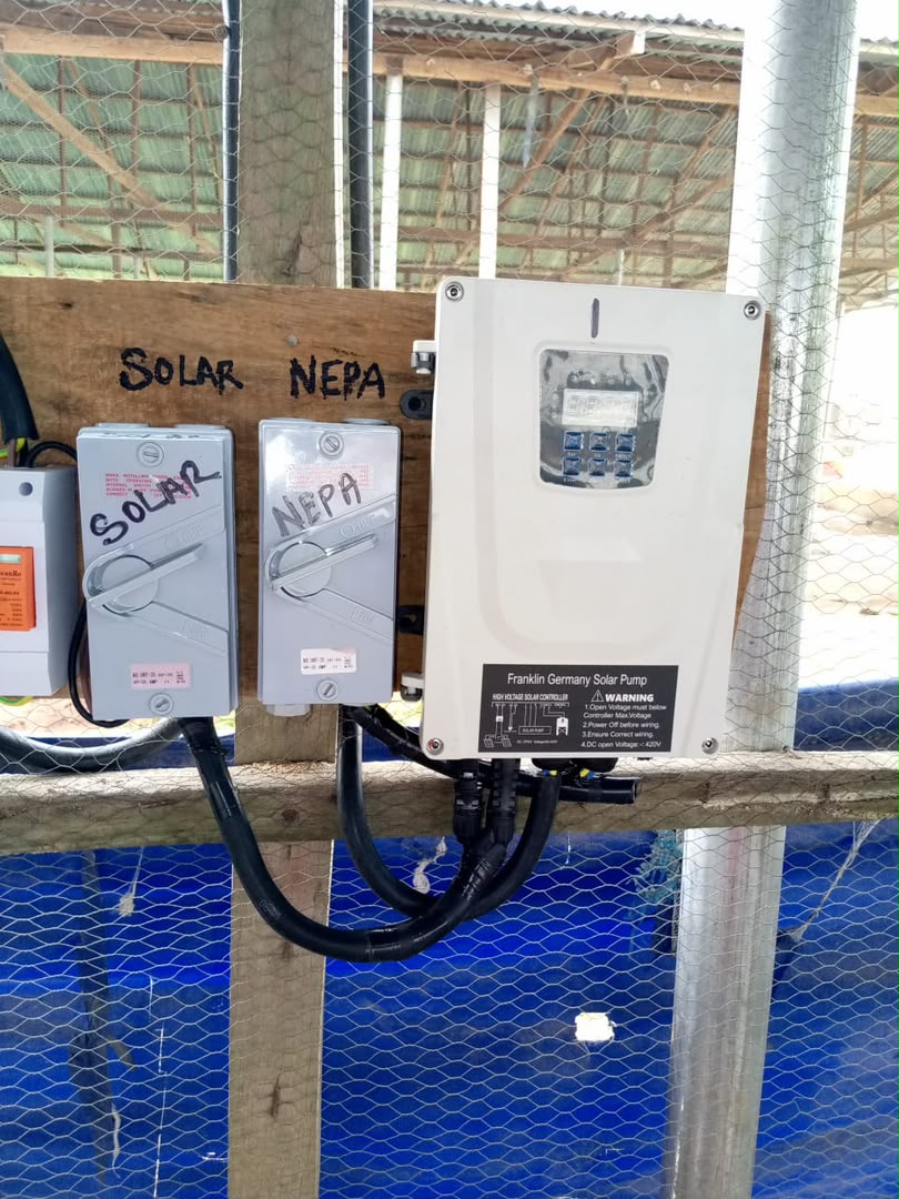 Solar and grid changeover control panel installed on site